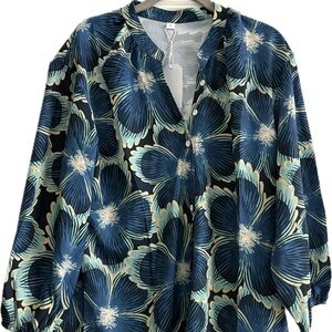 Floral Blue Women's Blouse‎